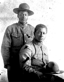 1917 photo of S. Augustus Aikens and friend in their WWI uniforms