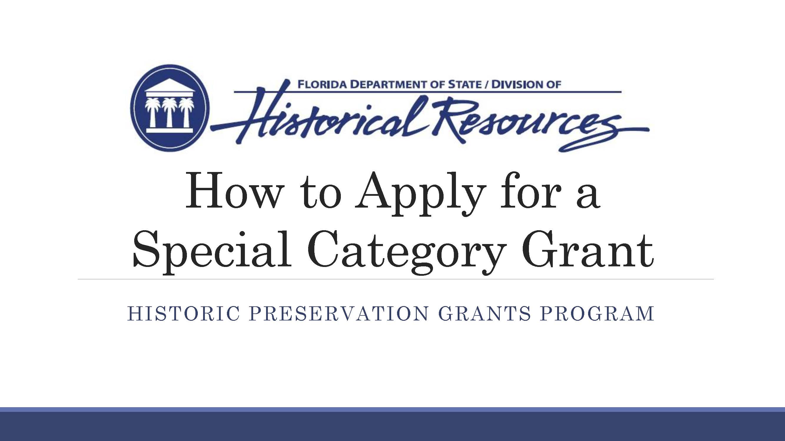 Small Matching Grants - Division Of Historical Resources - Florida ...